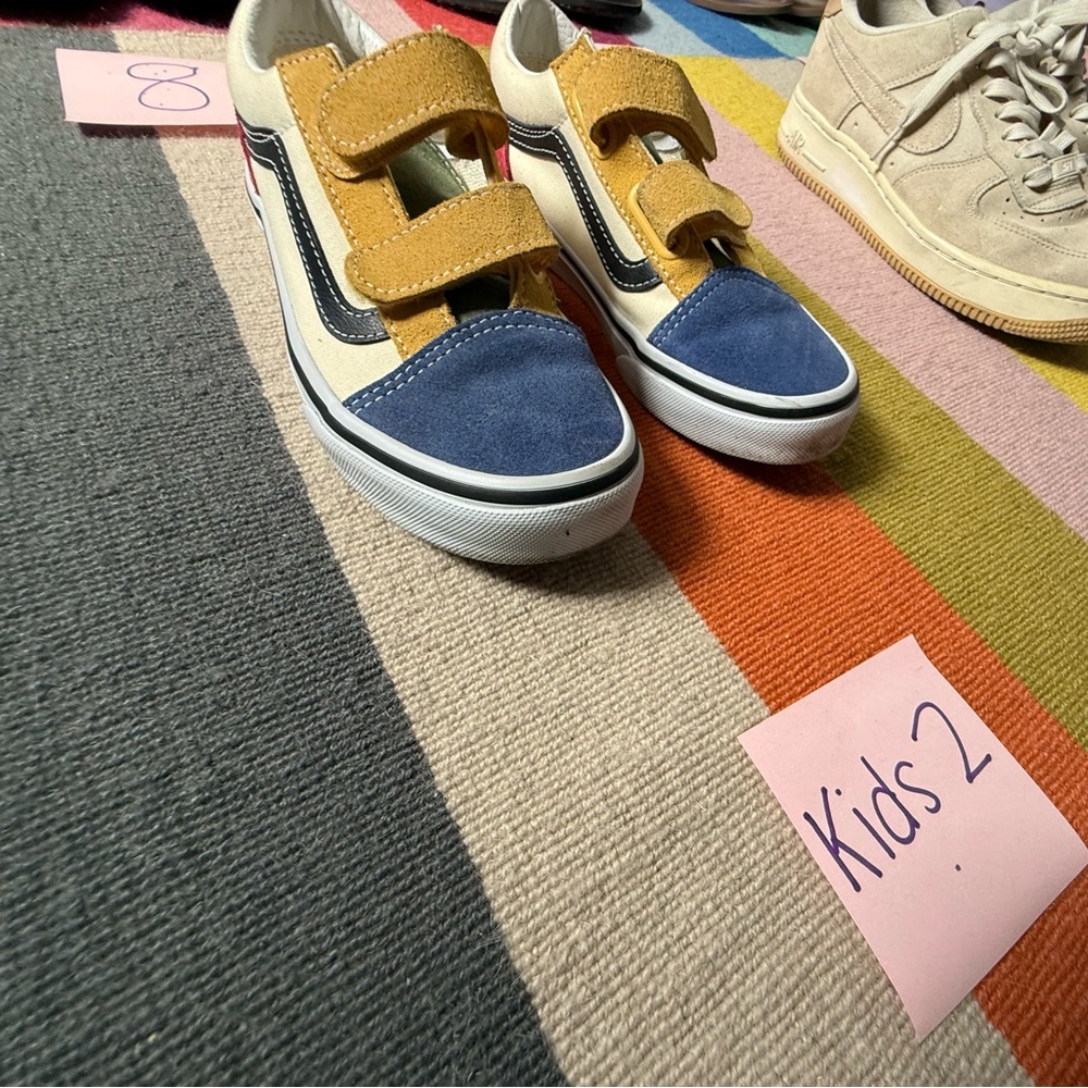 Vans Blue and Tan Sneakers Classic Low-Top Design